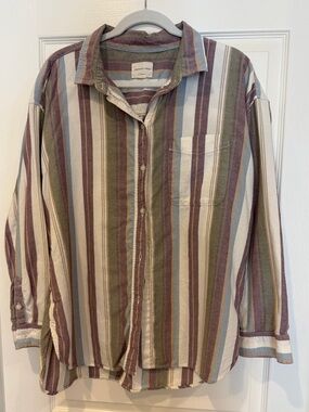 American Eagle Oversized Striped Shirt - Pastel Multi